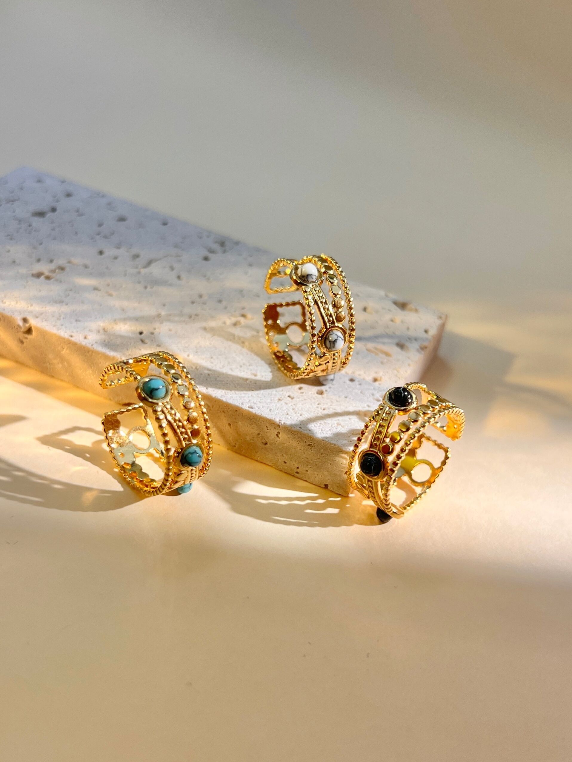 Anillo de piedra ajustable de acero inoxidable