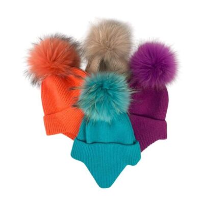 Women's Wool and Cashmere Hat with Natural Fur B2B