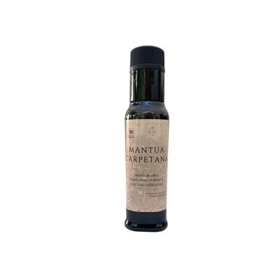 Bouteille en verre de 100 ml d'huile d'olive extra vierge biologique de la variété Arbequina