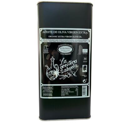 5L can of organic extra virgin olive oil, Cornicabra and Picual varieties
