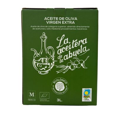 Bag in box 3L olio extravergine di oliva biologico delle varietà Cornicabra e Picual