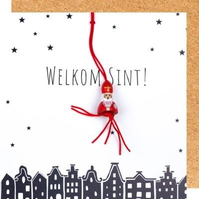 Wenskaart Sinterklaas welkom Sint