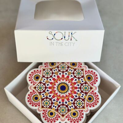 LOT DE 6 SOUS-VERRES EN CÉRAMIQUE - EYED