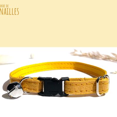 Collier Chat Anti-Étranglement Coton Jaune