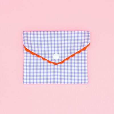 Soap pouch - purple gingham - orange croquet