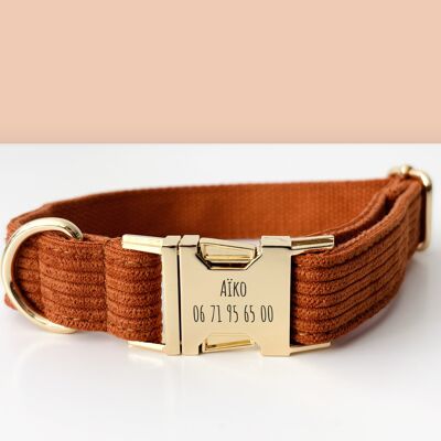 Personalized Corduroy Dog Collar Clay