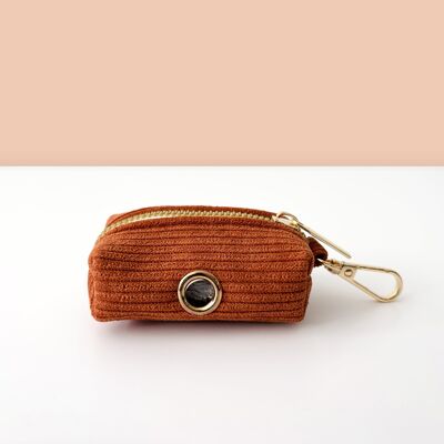 Corduroy Poop Bag Pouch Clay