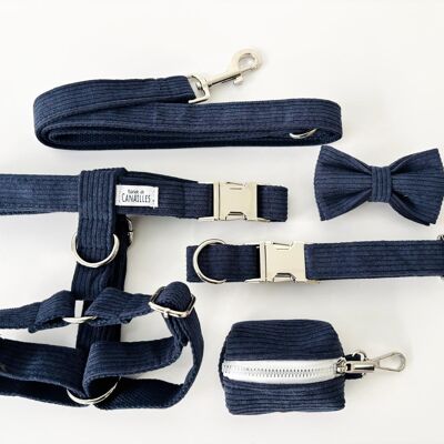 Complete Personalized Dog Kit Navy Blue Corduroy