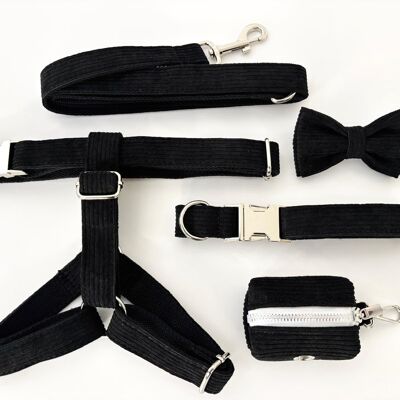 Kit Complet Chien Personnalisé Velours Côtelé Noir