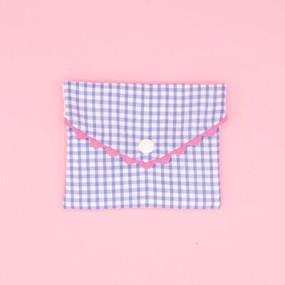 Soap pouch - mauve gingham - pink croquet