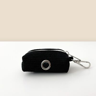 Black Corduroy Poop Bag Pouch