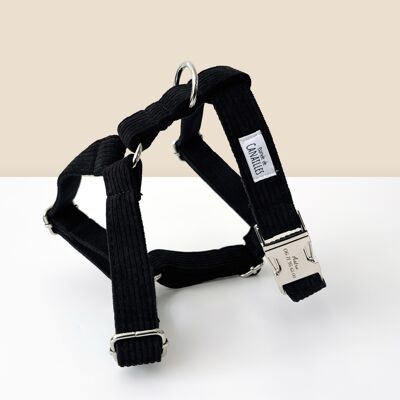 Personalized Black Corduroy Dog Harness