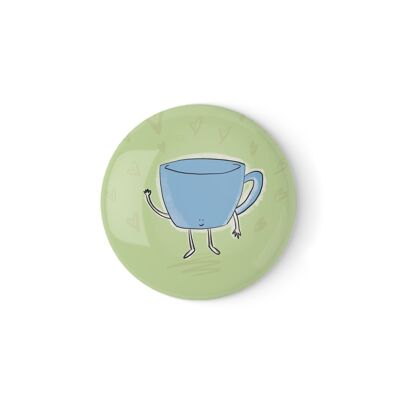 Happy Cup – Cute Mug Badge or Magnet (38mm or 58mm)
