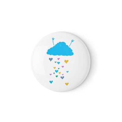Nuage de cœurs arc-en-ciel – Badge ou aimant de positivité (38 mm ou 58 mm)