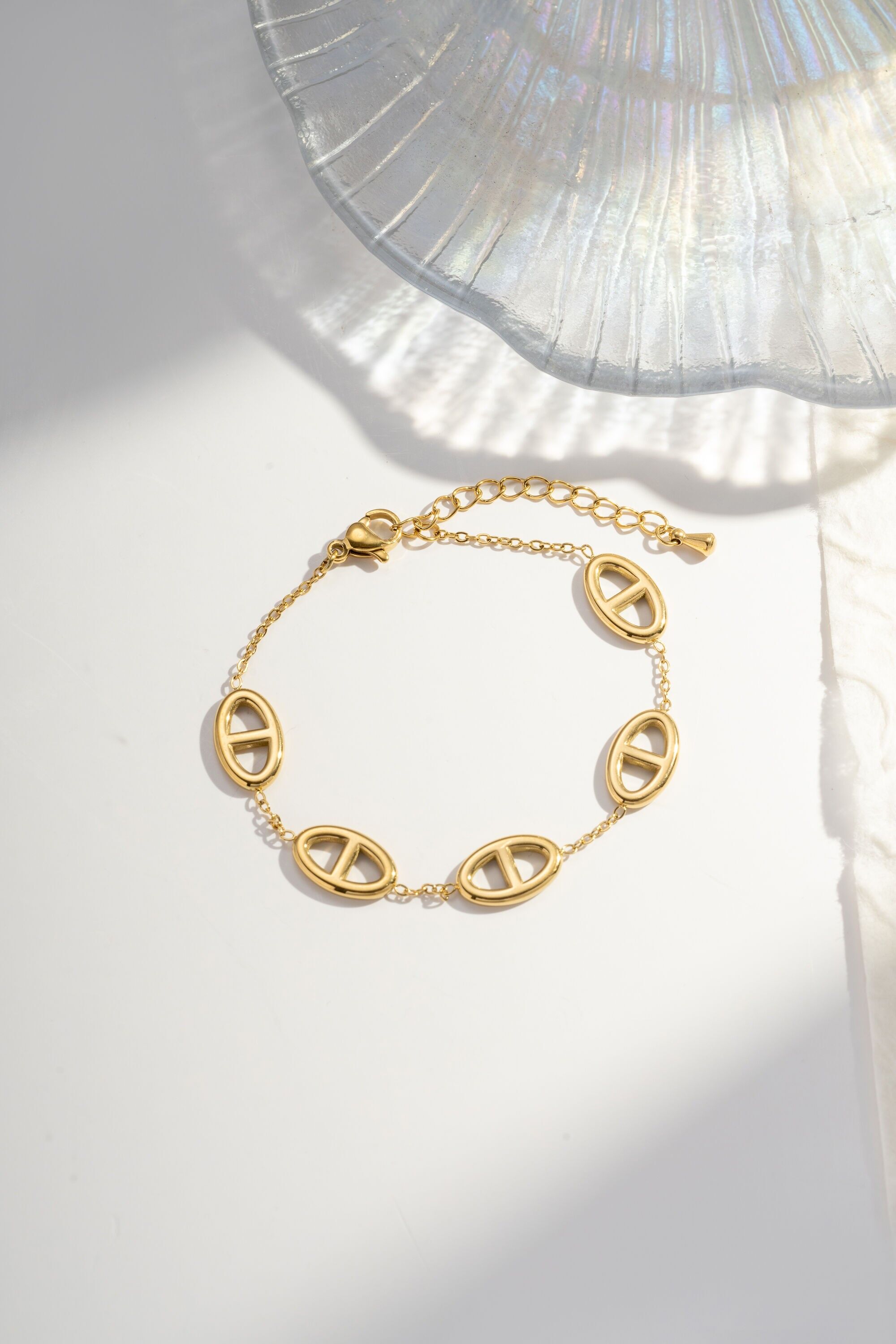 Infinite Golden Oval Elegance Stainless Steel Bracelet