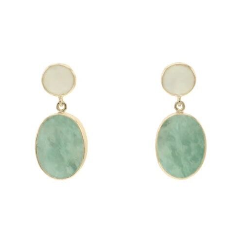 Orecchini Ed iconici rupia. Pietra di luna e amazzonite limitate