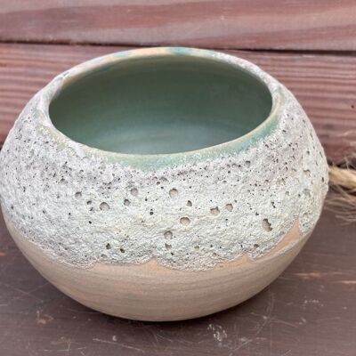 Stoneware bowl with sea foam texture.UNIQUE PIECE