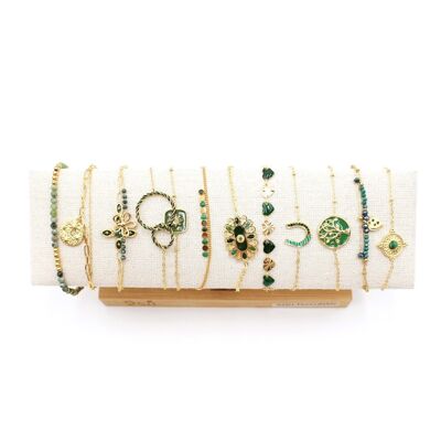 Pack de 12 bracelets acier - vert