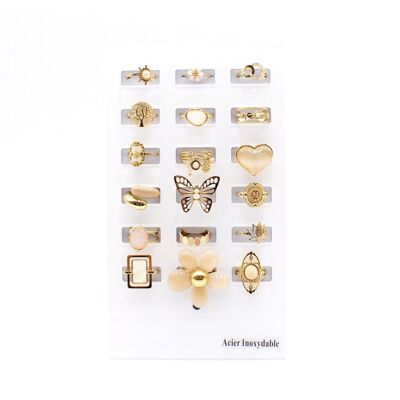 pack de 18 bagues en acier - nude