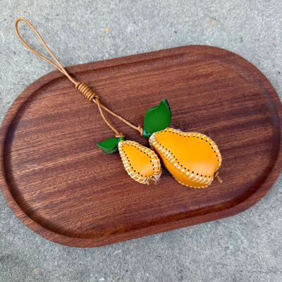 Grain Leather Handmade Pear Bag Charms Key Holder