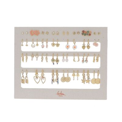 Kit de 24 pendientes - mezcla de oro - EXPOSITOR GRATIS