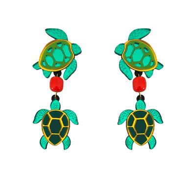 GRANDES BOUCLES D'OREILLES TORTUE DE FLORIDE