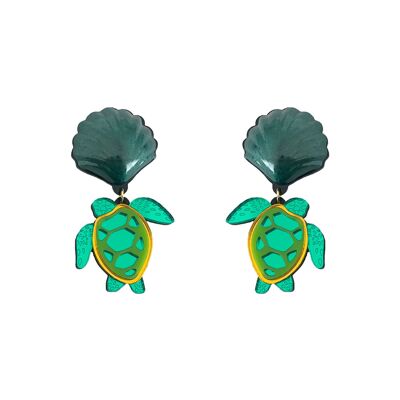 BOUCLES D'OREILLES TORTUE ET COQUILLAGE DE FLORIDE