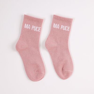 Sequin socks 30-35 MA PUCE