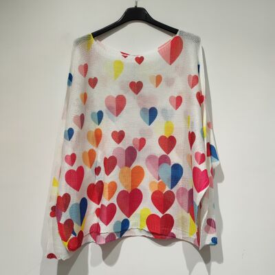 PESS PRINT PE25 two-tone hearts - boat neck