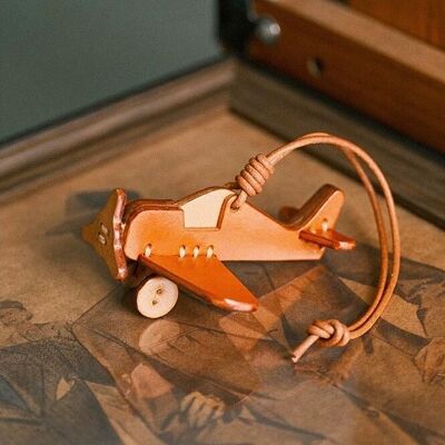 Grain Leather Handmade Airplane Bag Charms Key Holder