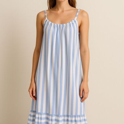 GESTREIFTES UNTERKLEID MIT RÜSCHENSAUM