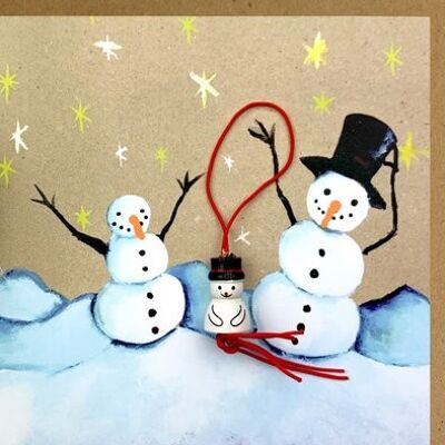 Kerst kaart kraft sneeuwpop