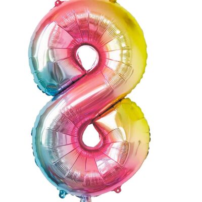 MYLAR BALLOON NUMBER 8 PASTEL IRISE 86CM