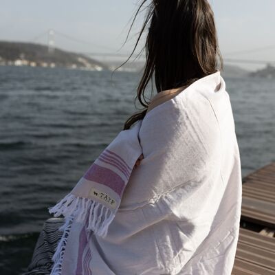 Terry Back Towel "Trabzon" - White / Red