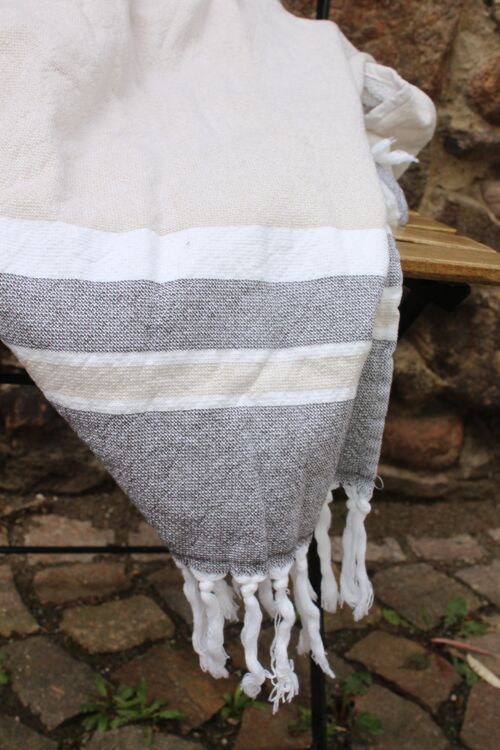 Terry Back towel "Trabzon" - beige / anthracite