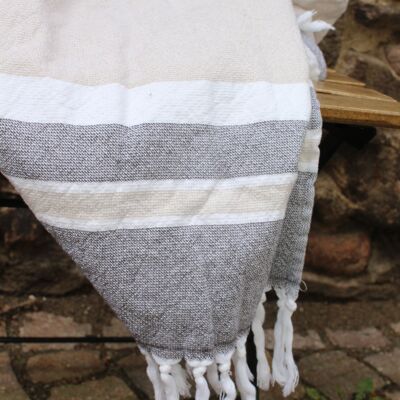 Asciugamano in spugna "Trabzon" - beige / antracite