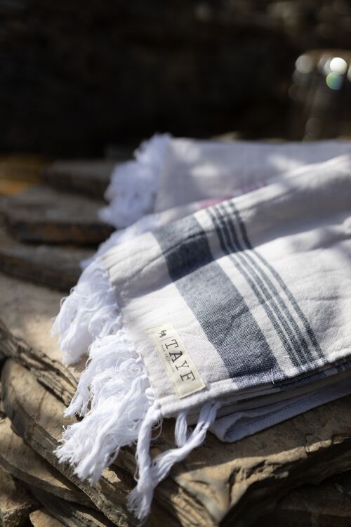 Terry Back towel "Trabzon" - white / anthracite