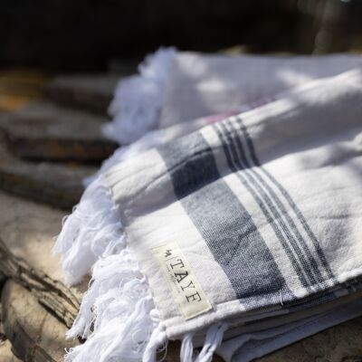 Asciugamano in spugna "Trabzon" - bianco / antracite
