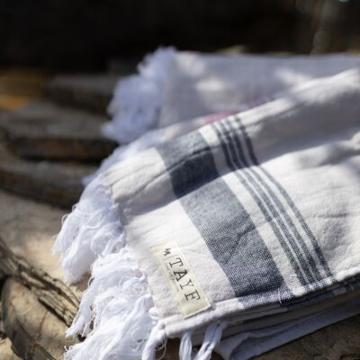 Terry Back towel "Trabzon" - white / anthracite