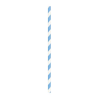 SET OF 10 BLUE STRAWS WITH WHITE STRIPES