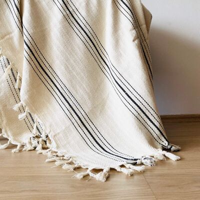 Hand-woven cover "Bursa" - black stripes