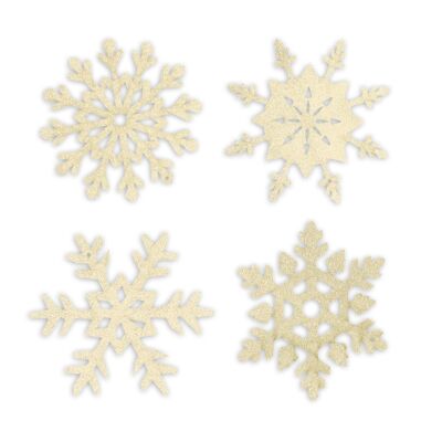SET OF 8 GOLD SNOWFLAKES 15CM