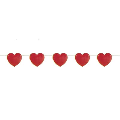 RED AND GOLD HEART GARLAND 3M