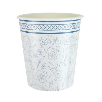 200ML BLUE FLOWER CUPS X 8