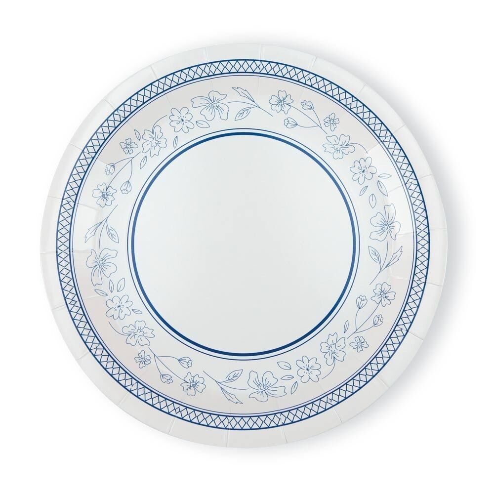Dessertteller mit Wellenrand und blauen Blumen, 18 x 8 cm