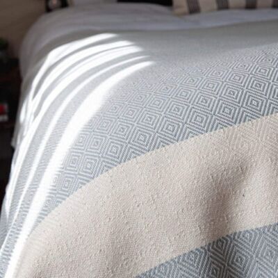 Hand-woven blanket "Samsun" - sky blue