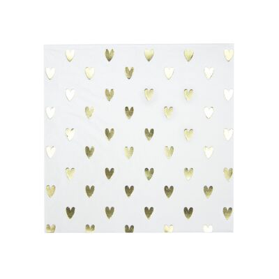 GOLD HEART NAPKINS X 16