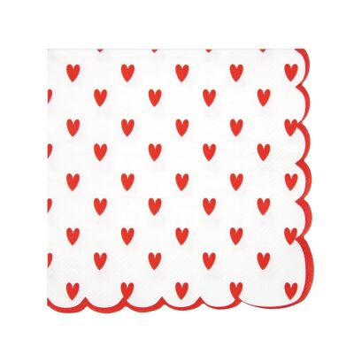 SCALLOPED NAPKINS 33X33CM LITTLE HEARTS X 16