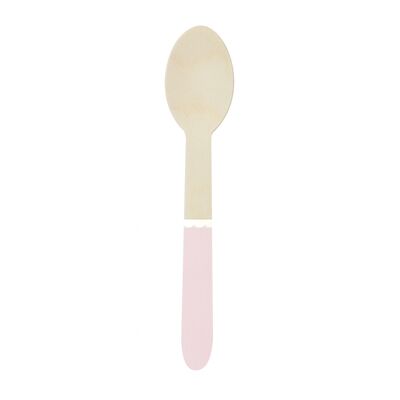 Small wooden spoons in pastel pink x 8