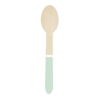 Small wooden spoons in pastel green x 8